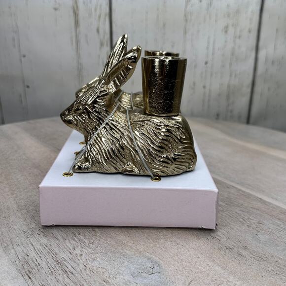 Cupcakes and Cashmere Gold Rabbit Bunny Taper Candle Holder Spring Easter Viral - Picture 4 of 16
